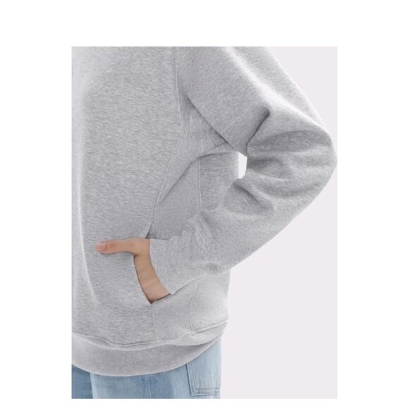 PUMIEY Women's Oversized Sweatshirts Fleece Crew Neck Pockets Long Sz Medium Gra - Picture 5 of 7